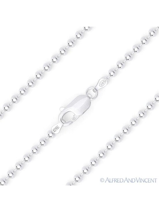 SIMPLY STUNNING * Available in all sizes from 6.5inch  2.2mm Polished Ball Bead Link Italian Chain Necklace in .925 Sterling Silver 20\